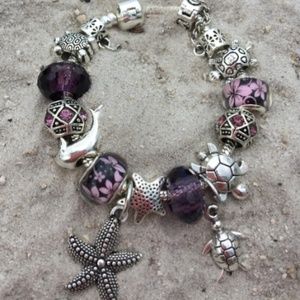 Silver Plated Murano Glass Chain Bracelet